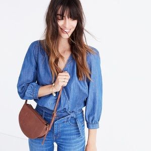 Madewell denim wrap top